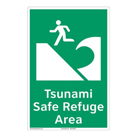 ANSI/ISO Compliant Tsunami Safe Refuge Area Safety Signs Indoor/Outdoor Plastic (BJ) 14 X 10